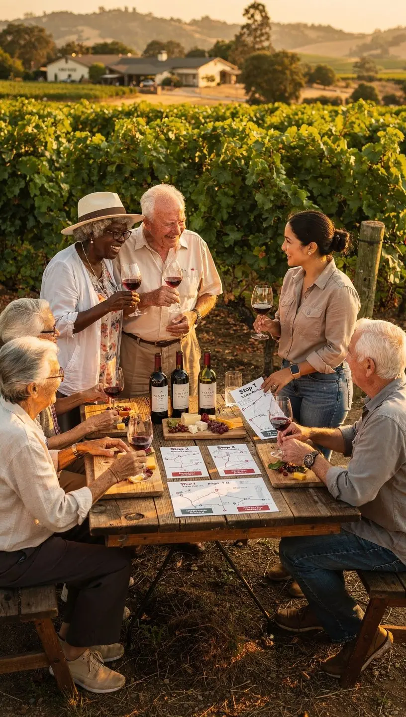 Grupa seniorów cieszy się lokalnymi atrakcjami w malowniczym amerykańskim miasteczku.