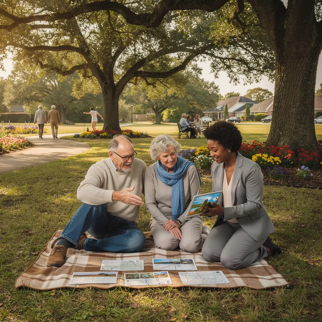 Seniorzy degustują lokalne potrawy w przytulnej restauracji, otoczeni urokliwym krajobrazem.