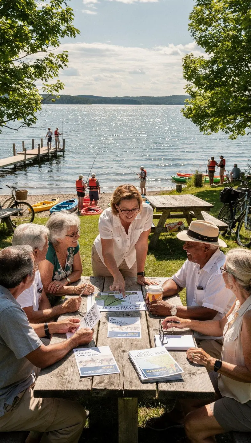 Mapa z zaznaczonymi przystankami na trasie wycieczki dla seniorów.